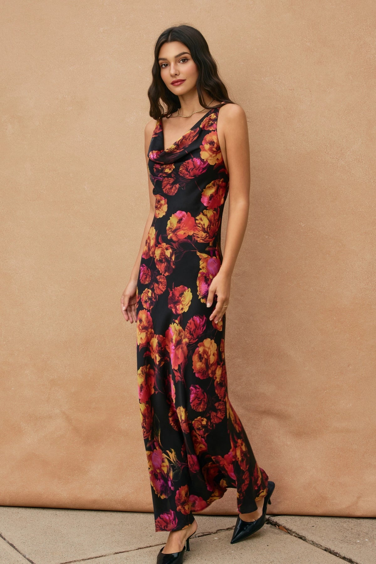Golden Haze Twisted Strap Maxi Dress
