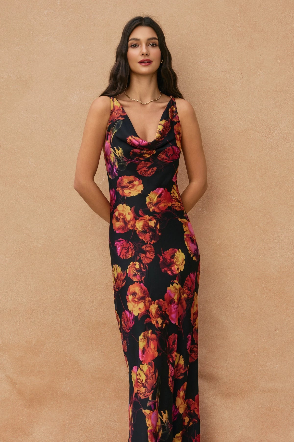 Golden Haze Twisted Strap Maxi Dress