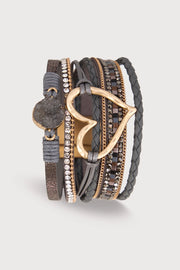 Golden Heart Druzy Bracelet Charcoal-Bracelet-SAACHI-Leather-Urbanheer