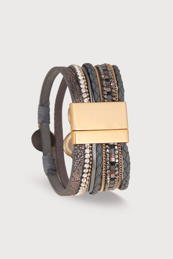 Golden Heart Druzy Bracelet Charcoal-Bracelet-SAACHI-Leather-Urbanheer