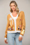 Golf Embroidered Patch Cardigan CAMEL MULTI-Cardigan-FATE-S-CAMEL MULTI-Urbanheer