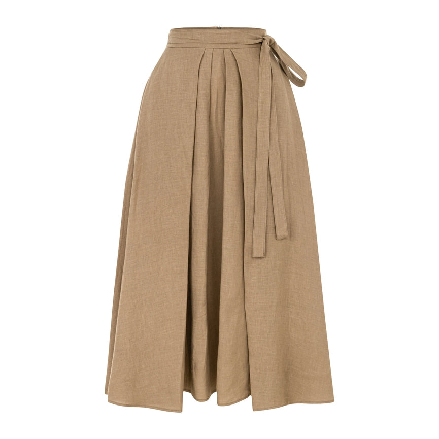 Grand Gesture Linen Skirt-Skirt-Dor Raw Luxury-XS-Khaki-Urbanheer