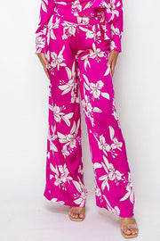Grape-White Floral High-Waist Pants-Pants-One n' More Inc.-S-GRAPE-WHITE-Urbanheer
