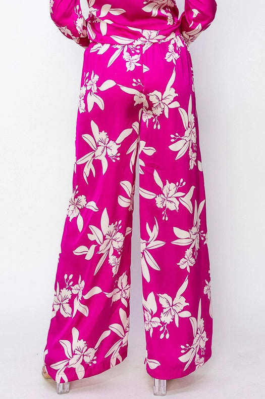 Grape-White Floral High-Waist Pants-Pants-One n' More Inc.-S-GRAPE-WHITE-Urbanheer