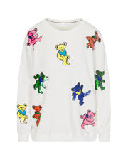 Grateful Dead Dancing Bears Sequin Sweatshirt - White-Sweatshirt-Meghan Fabulous-L-Urbanheer
