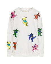 Grateful Dead Dancing Bears Sequin Sweatshirt - White-Sweatshirt-Meghan Fabulous-S-Urbanheer