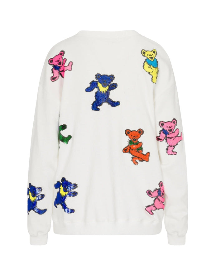 Grateful Dead Dancing Bears Sequin Sweatshirt - White-Sweatshirt-Meghan Fabulous-S-Urbanheer