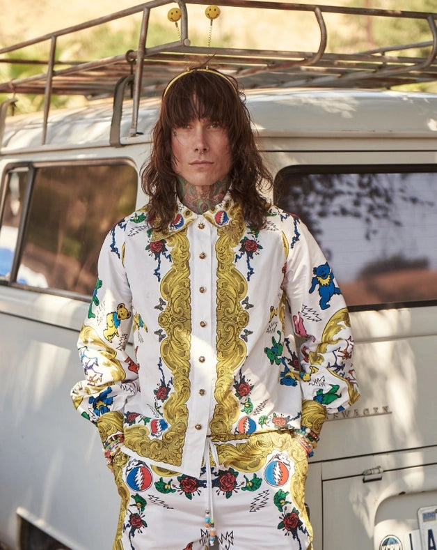 Grateful Dead Fabulous Button Down Scarf Blouse-Blouse-Meghan Fabulous-XS-Urbanheer