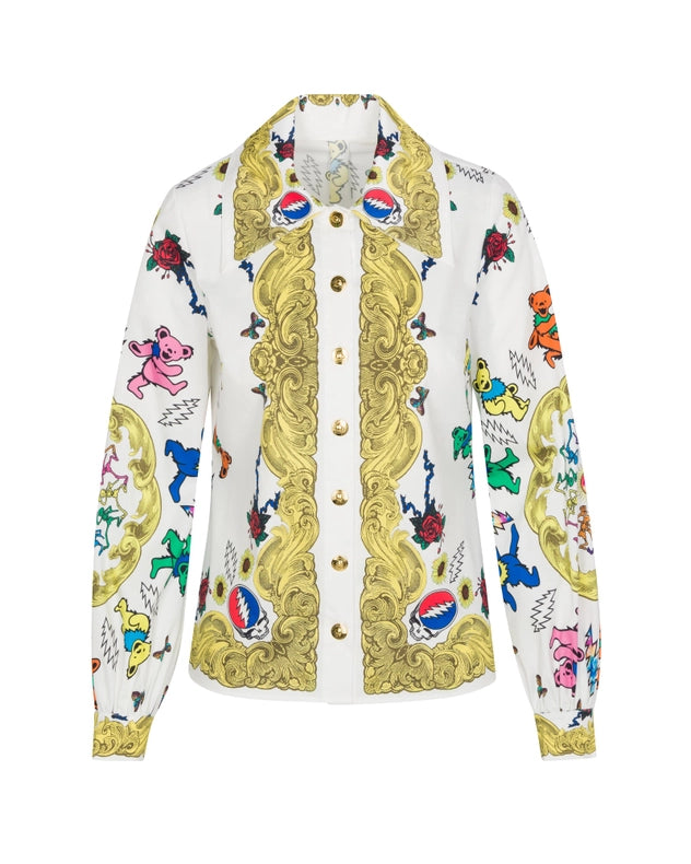 Grateful Dead Fabulous Button Down Scarf Blouse-Blouse-Meghan Fabulous-XS-Urbanheer
