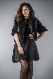 Gray Cape Style Cut Genuine Nappa Lambskin Fur Vest-Fur Vests & Gilets-Buy Me Fur Ltd-Gray-S-Genuine Sheepskin Fur-Urbanheer