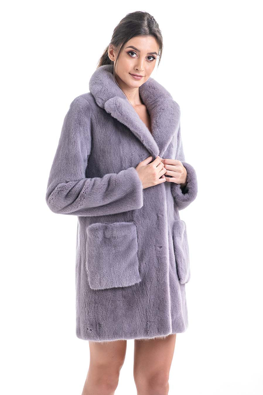 Gray Cozy Genuine Mink Fur Coat-Fur Coats-Buy Me Fur Ltd-Gray-S-Genuine Mink Fur-Urbanheer
