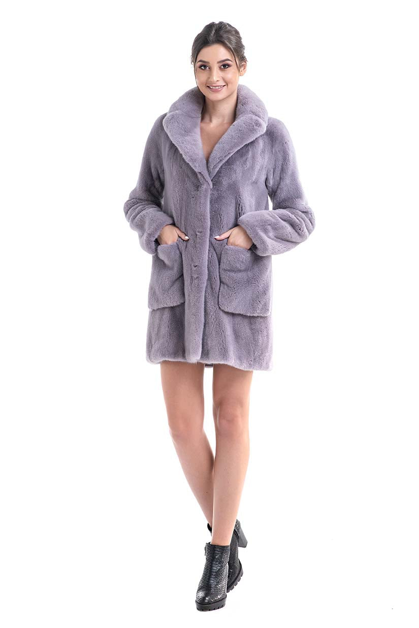 Gray Cozy Genuine Mink Fur Coat-Fur Coats-Buy Me Fur Ltd-Gray-S-Genuine Mink Fur-Urbanheer