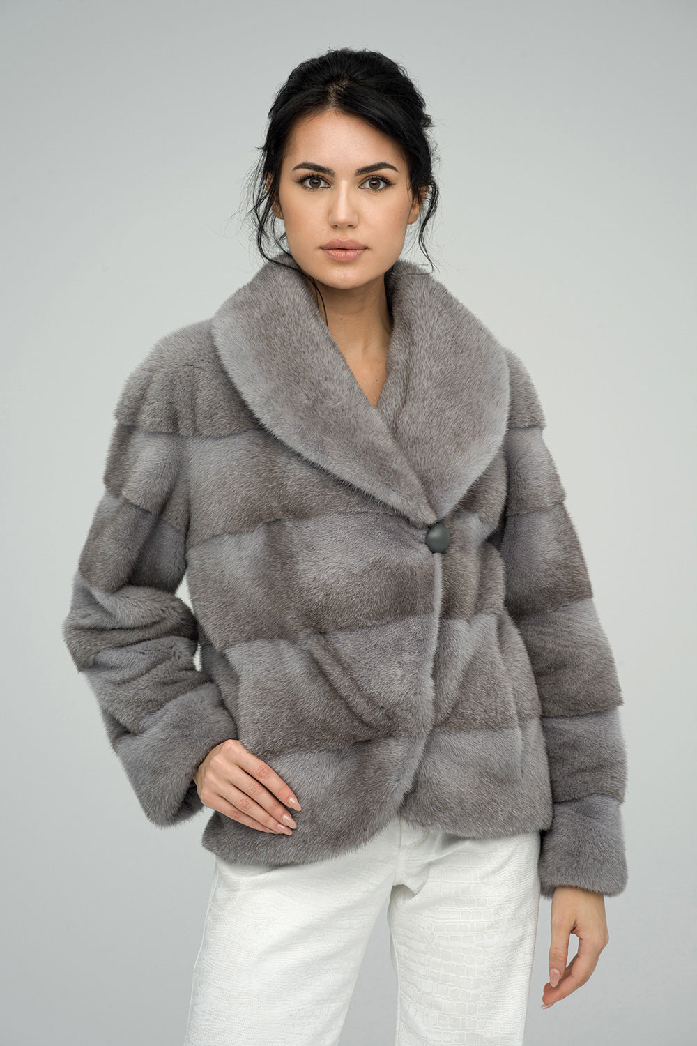 Gray Fashionista Mink Fur Coat-Fur Coats-Buy Me Fur Ltd-Gray-XS-Genuine Mink Fur-Urbanheer