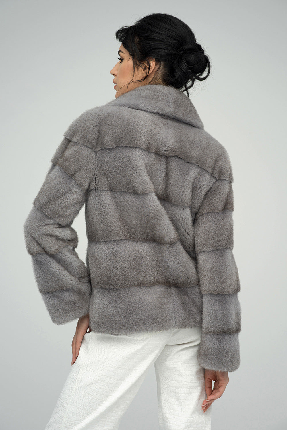 Gray Fashionista Mink Fur Coat-Fur Coats-Buy Me Fur Ltd-Gray-XS-Genuine Mink Fur-Urbanheer