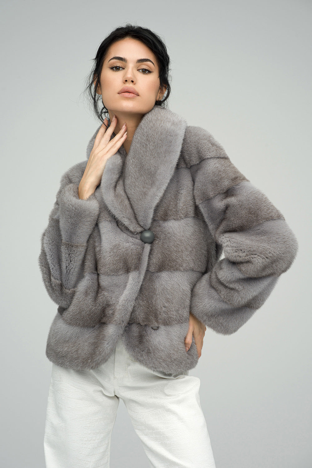 Gray Fashionista Mink Fur Coat-Fur Coats-Buy Me Fur Ltd-Gray-XS-Genuine Mink Fur-Urbanheer