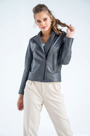 Gray Genuine Classic Cut Leather Jacket-Leather Jackets-Buy Me Fur Ltd-Gray-S-Genuine Sheepskin Leather-Urbanheer