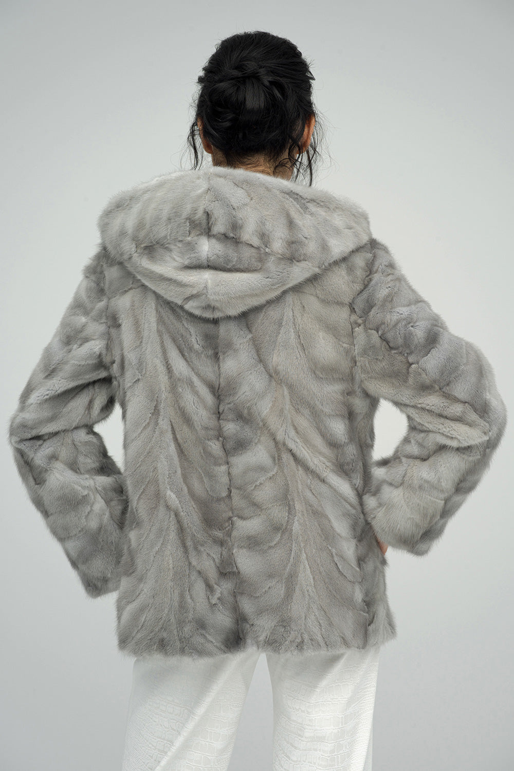 Gray Genuine Hooded Mink Fur Coat-Fur Coats-Buy Me Fur Ltd-Gray-XS-Genuine Mink Fur-Urbanheer