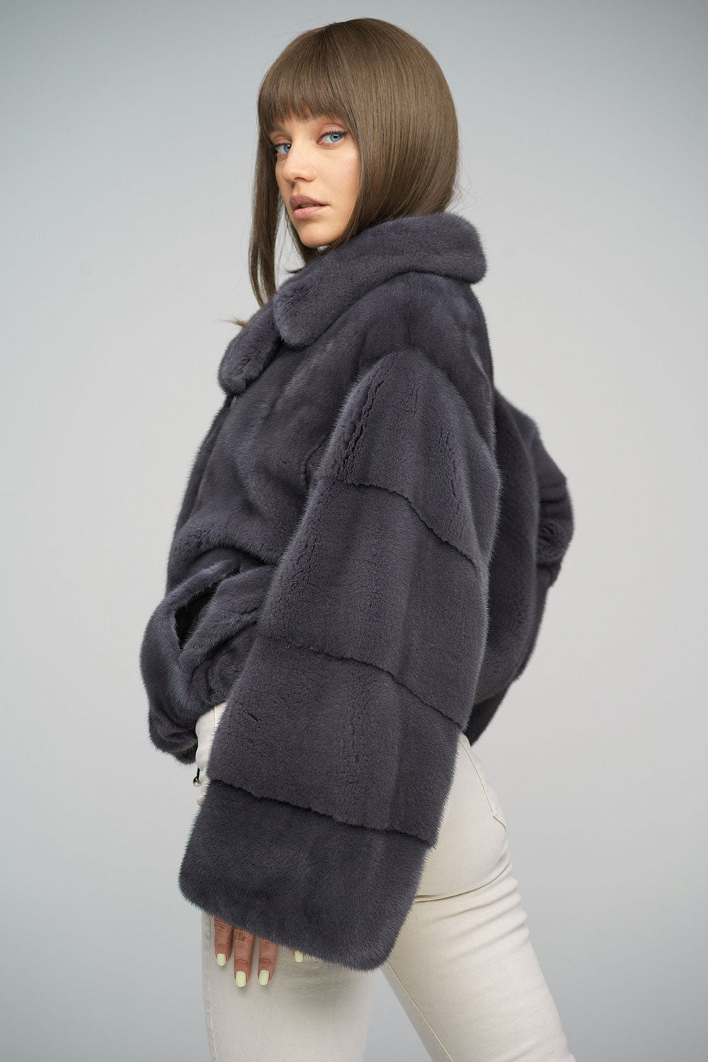 Gray Genuine Mink Fur Coat-Fur Coats-Buy Me Fur Ltd-Gray-XS-Genuine Mink Fur-Urbanheer