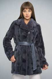 Gray Genuine Mink Fur Midi Coat-Fur Coats-Buy Me Fur Ltd-Gray-XS-Genuine Mink Fur-Urbanheer