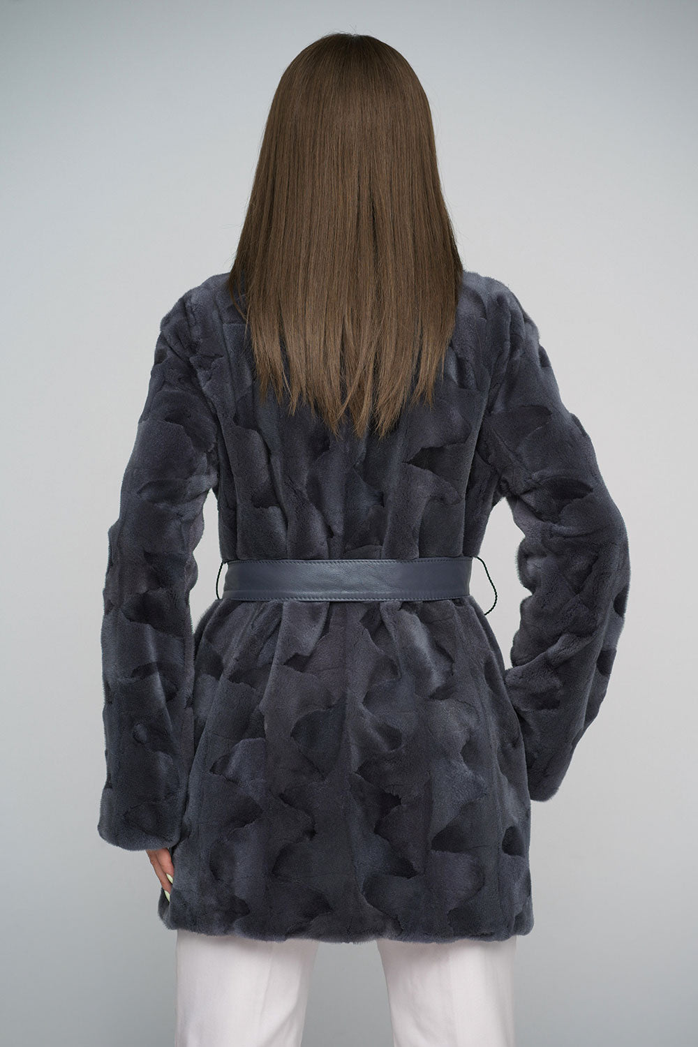 Gray Genuine Mink Fur Midi Coat-Fur Coats-Buy Me Fur Ltd-Gray-XS-Genuine Mink Fur-Urbanheer