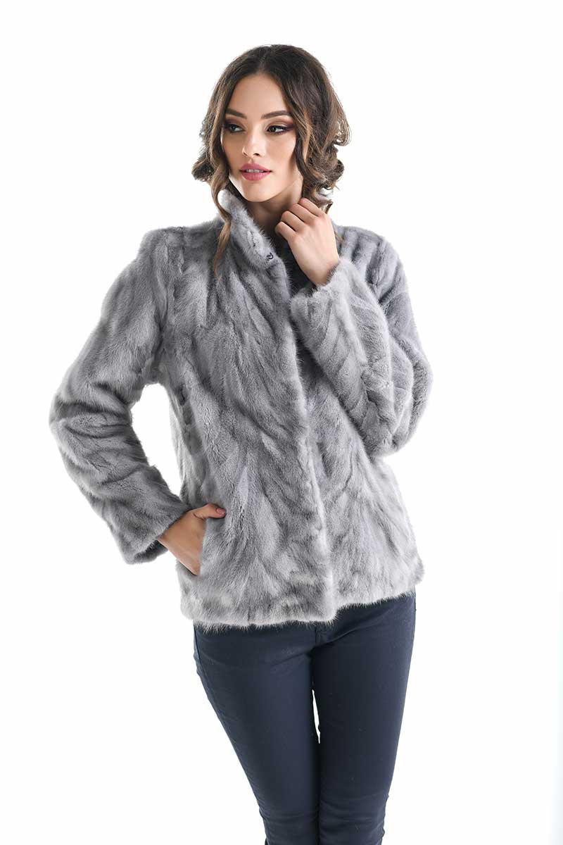 Gray Luxury Genuine Mink Fur Jacket-Fur Jackets-Buy Me Fur Ltd-Gray-S-Genuine Mink Fur-Urbanheer