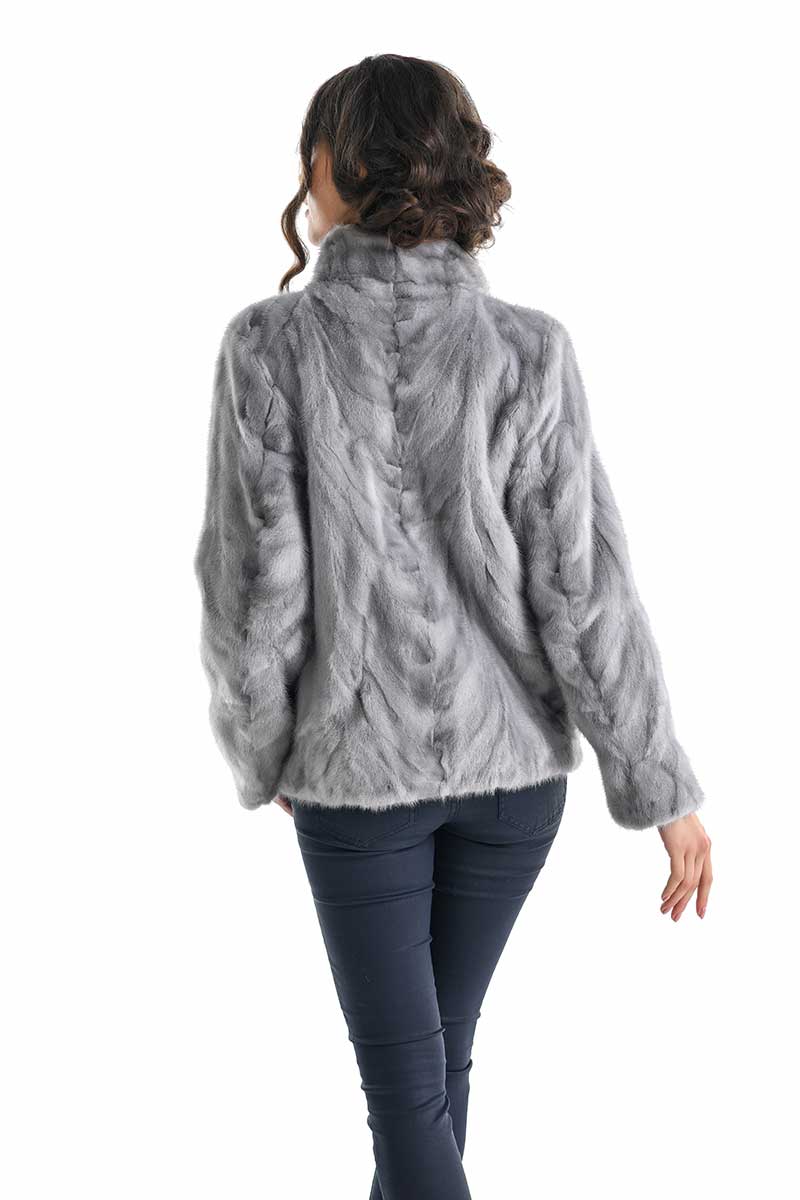 Gray Luxury Genuine Mink Fur Jacket-Fur Jackets-Buy Me Fur Ltd-Gray-S-Genuine Mink Fur-Urbanheer
