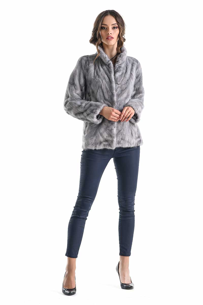 Gray Luxury Genuine Mink Fur Jacket-Fur Jackets-Buy Me Fur Ltd-Gray-S-Genuine Mink Fur-Urbanheer