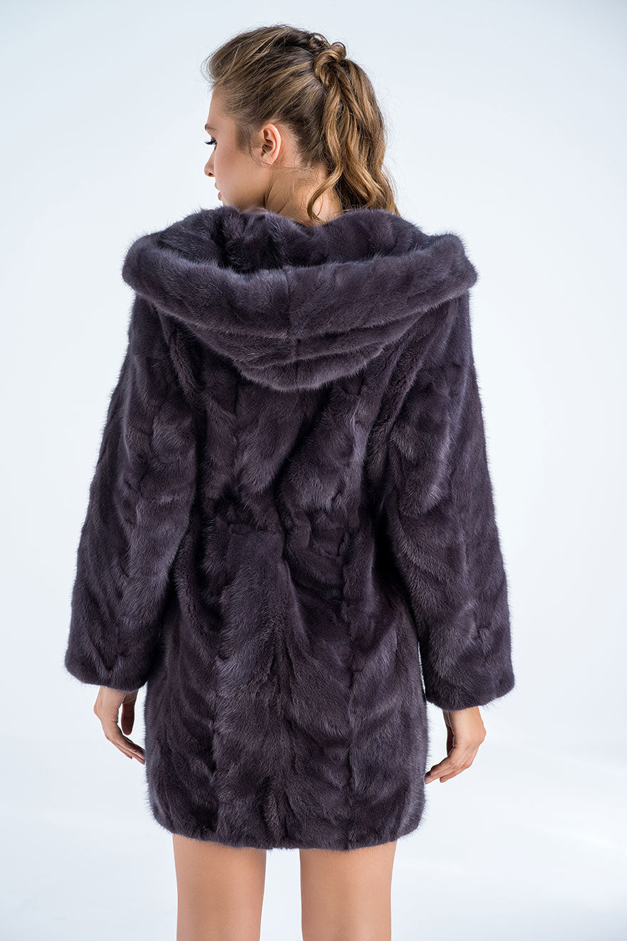 Gray Natural Hooded Mink Fur Coat-Fur Coats-Buy Me Fur Ltd-Gray-XS-Genuine Mink Fur-Urbanheer