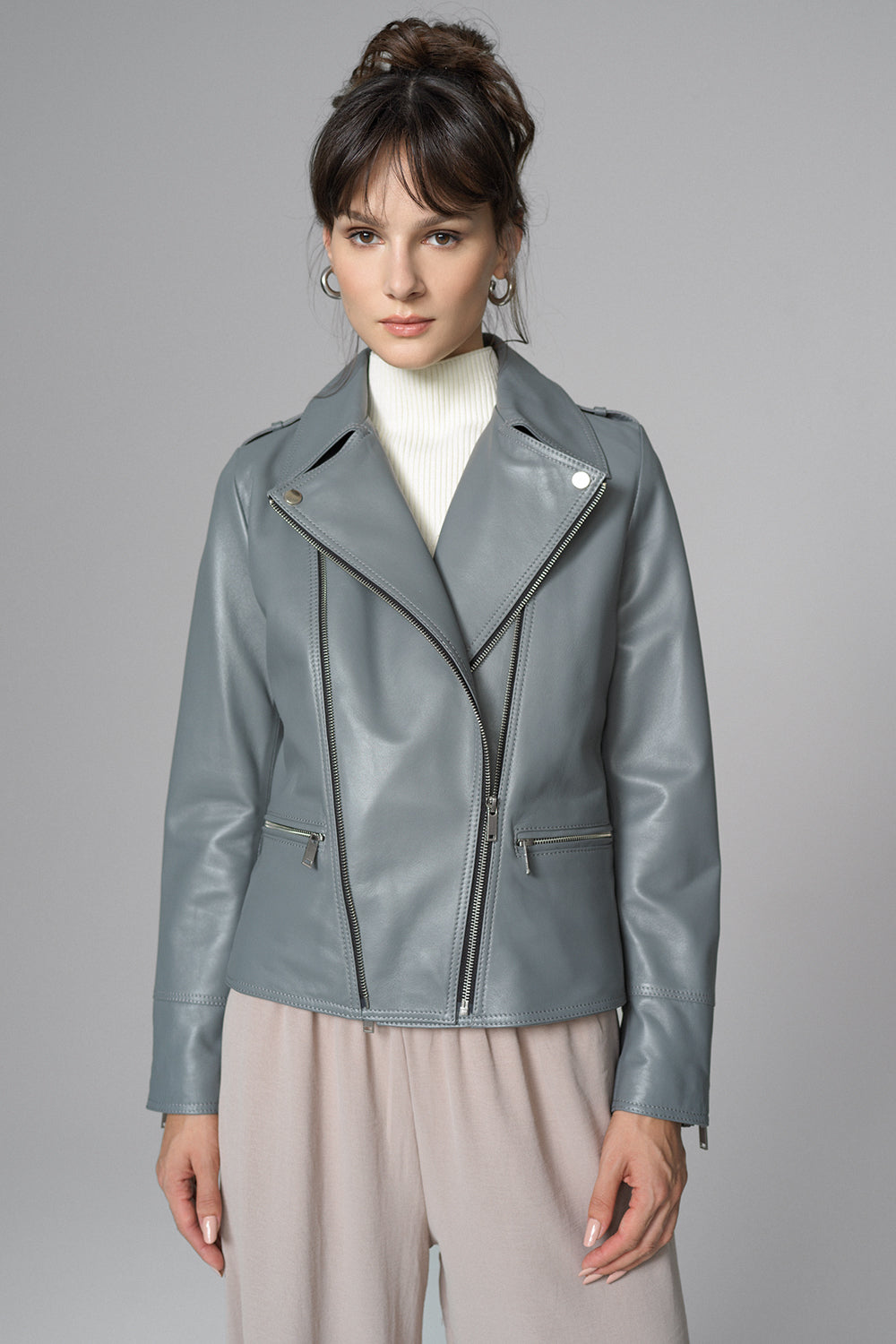 Gray Natural Leather﻿ Jacket-Leather Jackets-Buy Me Fur Ltd-Gray-XS-Genuine Leather-Urbanheer