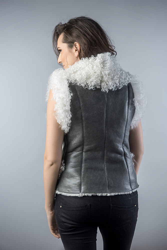 Gray Natural Nappa Lambskin Merino Fur Vest-Fur Vests & Gilets-Buy Me Fur Ltd-Gray-S-Genuine Merino Sheepskin Leather-Urbanheer