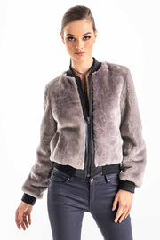 Gray Natural Sheepskin Mouton Fur Jacket-Fur Jackets-Buy Me Fur Ltd-Gray-S-Genuine Sheepskin Mouton Fur-Urbanheer