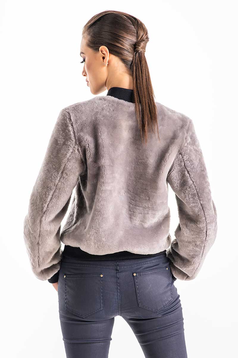 Gray Natural Sheepskin Mouton Fur Jacket-Fur Jackets-Buy Me Fur Ltd-Gray-S-Genuine Sheepskin Mouton Fur-Urbanheer