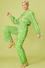 Green Bamboo Blend Sequin Trousers-Bottoms-Buy Me Fur Ltd-S-M-Green-Bamboo-Urbanheer