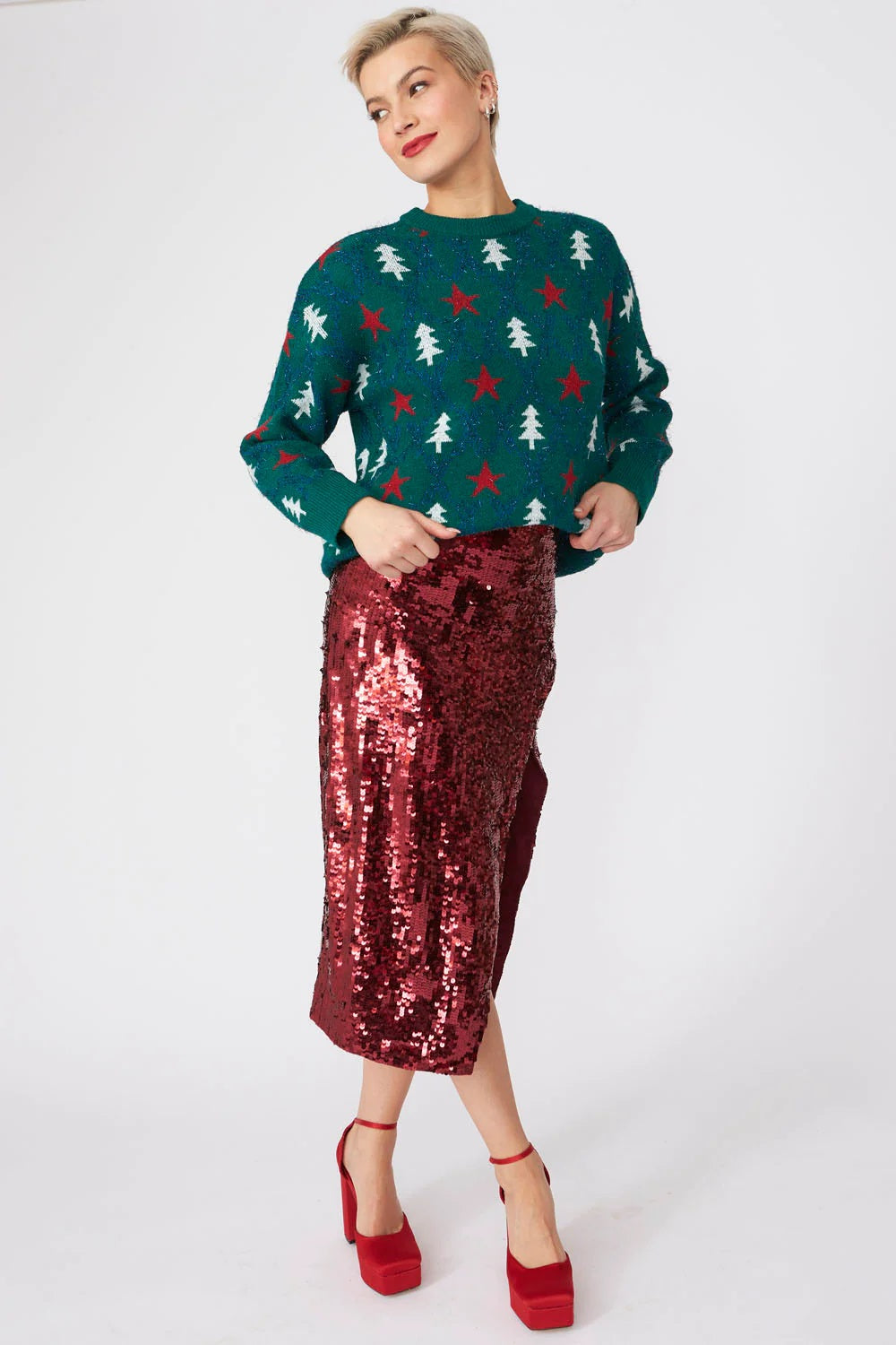 Green Cashmere and Banana Blend Christmas Jumper-Tops-Buy Me Fur Ltd-One Size-Green-Banana Peel-Urbanheer