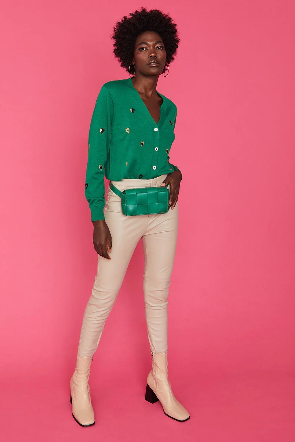 Green Cashmere and Banana Peel Love Heart Cardigan-Tops-Buy Me Fur Ltd-One Size-Green-Banana Peel-Urbanheer