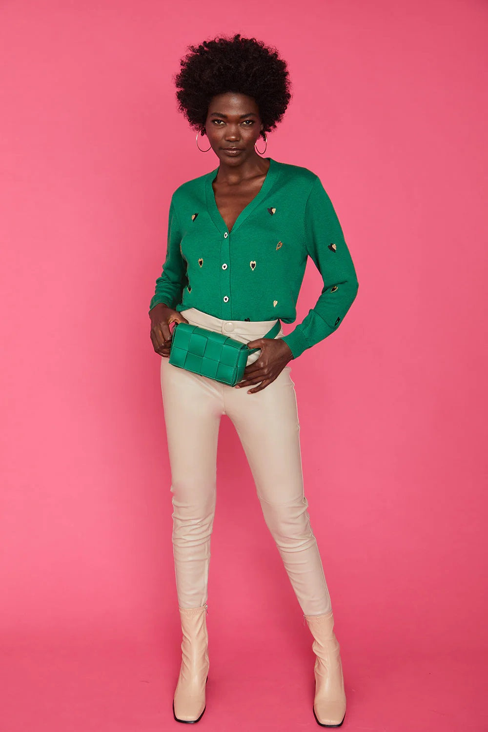 Green Cashmere and Banana Peel Love Heart Cardigan-Tops-Buy Me Fur Ltd-One Size-Green-Banana Peel-Urbanheer