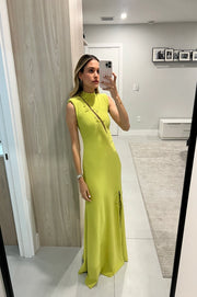 Green Crepe Stretch Safety Pin Dress-Dress-Ashley Stambouli-XS-Urbanheer