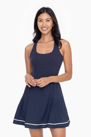 Green - Criss Cross Back Skater Dress NAVY-Dress-Mono B-S-NAVY-Urbanheer