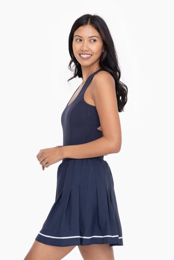 Green - Criss Cross Back Skater Dress NAVY-Dress-Mono B-S-NAVY-Urbanheer