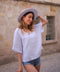 Green Double Gauze Cotton Top White-Top-Moa-White-Urbanheer