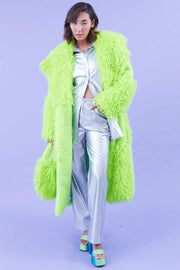 Green Faux Mongolian Fur Bamboo Coat-Faux Fur Coats-Buy Me Fur Ltd-S-M-Green-Faux Fur-Urbanheer
