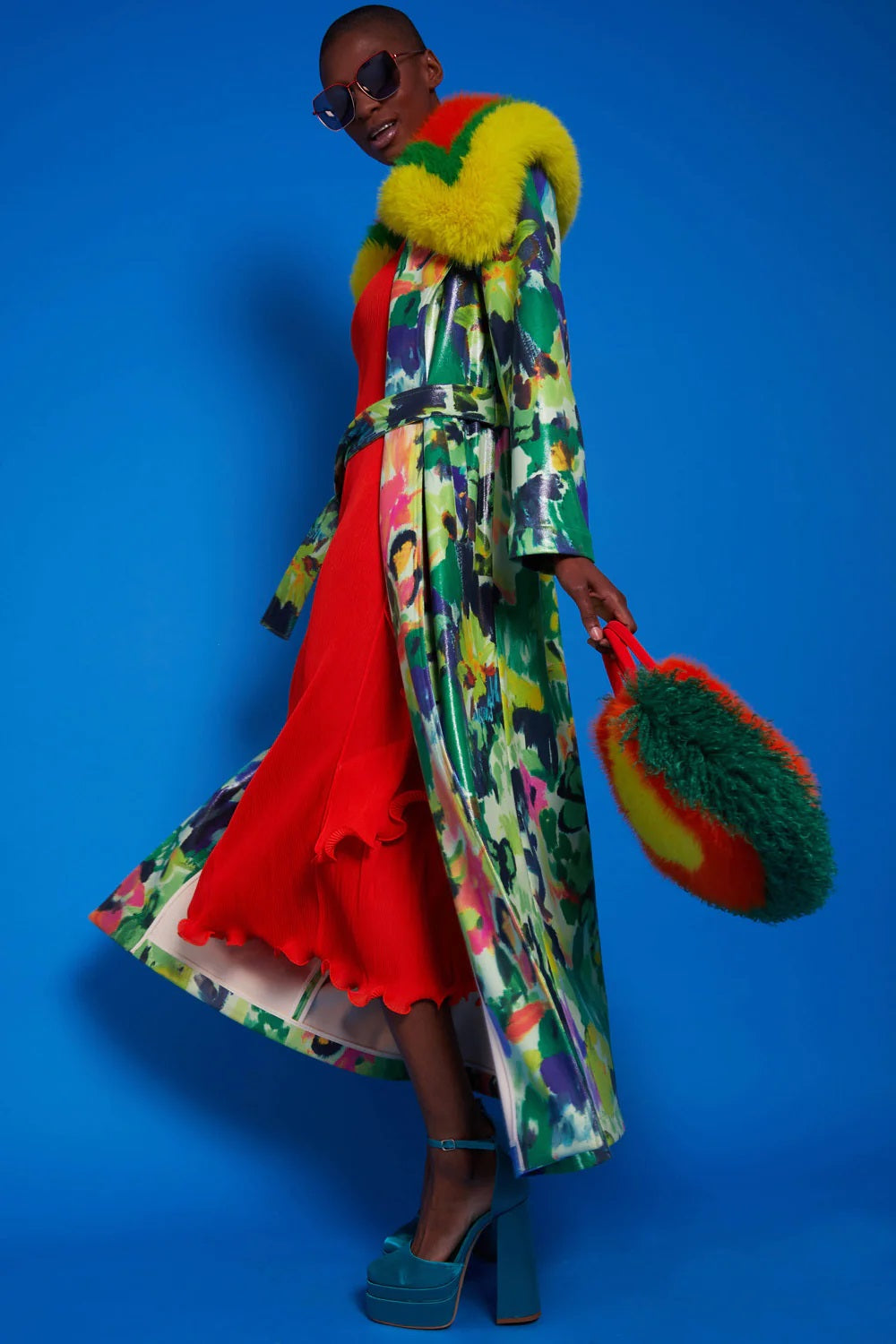 Green Faux Suede Floral Maxi Trench Coat-Faux Leather Coats-Buy Me Fur Ltd-S-M-Green-Faux Suede-Urbanheer