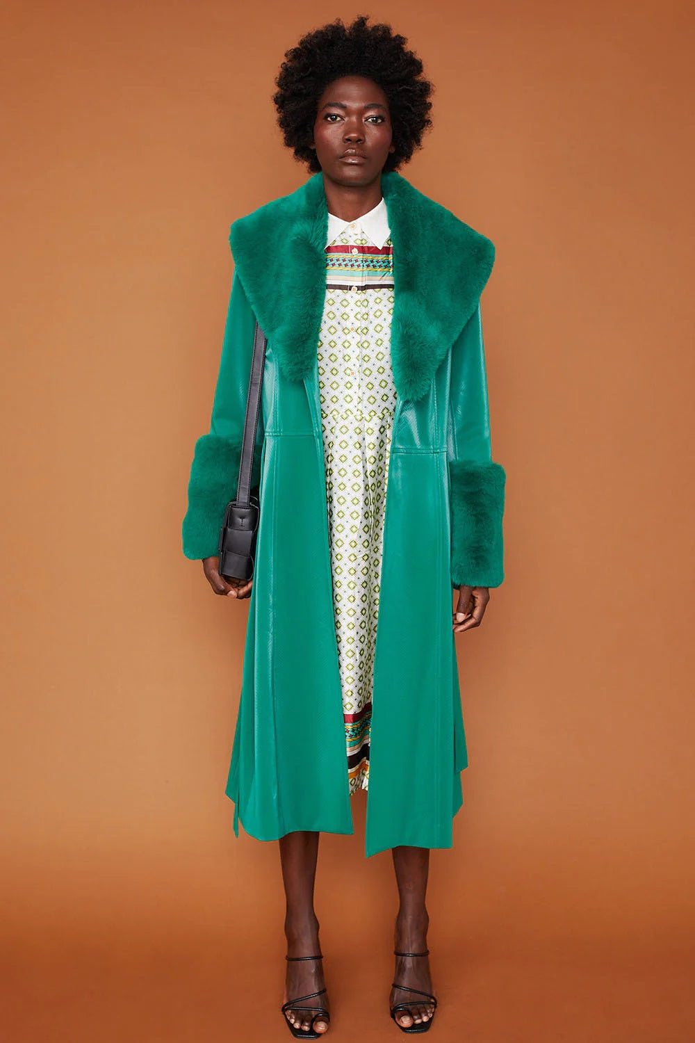 Green Faux Suede Trench Coat with Faux Fur Collar and Cuffs-Faux Leather Coats-Buy Me Fur Ltd-S-M-Green-Faux Suede-Urbanheer