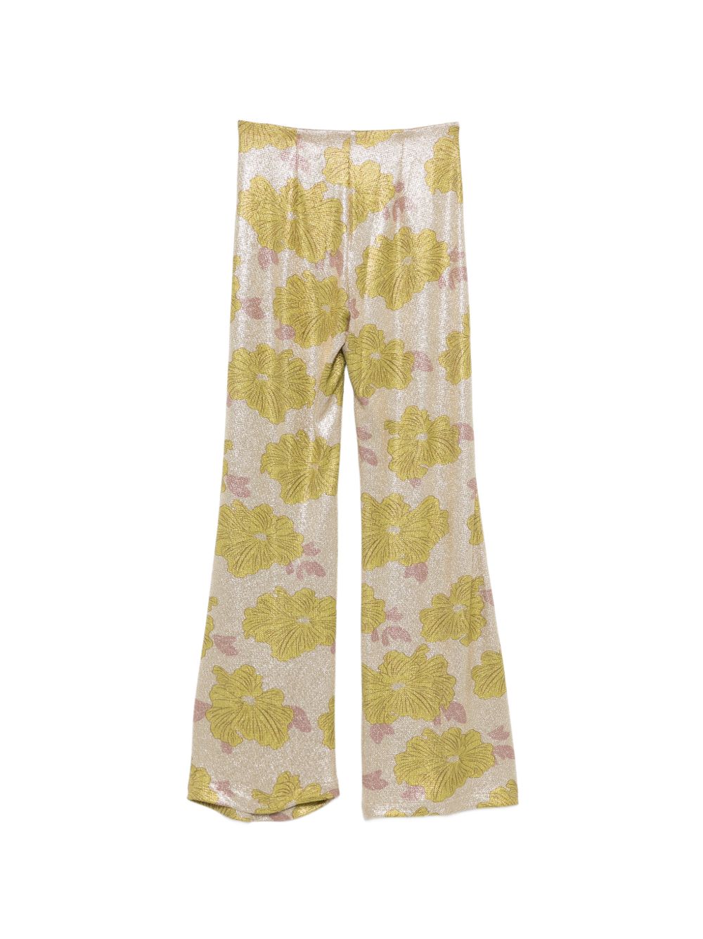 Green Floral Print Flared Trousers for Summer Comfort