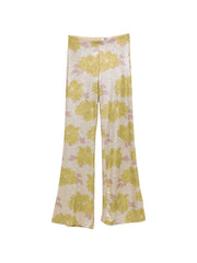 Green Floral Print Flared Trousers for Summer Comfort