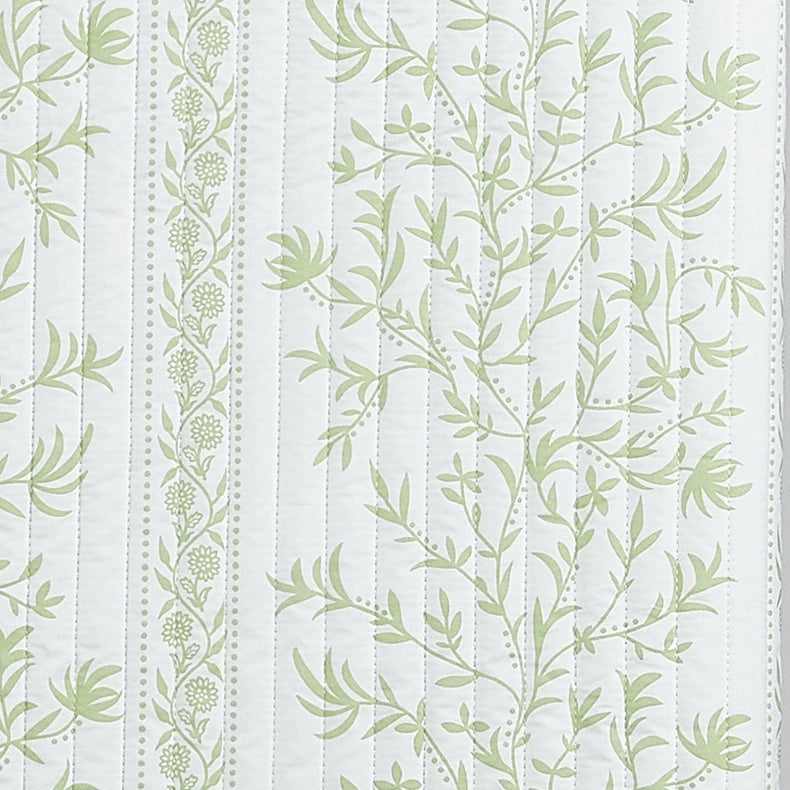 Green Floral Quilt Set - Flora Collection-Set-BH Collective-Twin-Linear Floral Green-Urbanheer