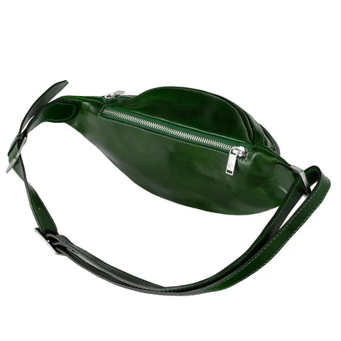 Green Leather Fanny Pack Belly Bag - Independent People-Fanny Pack-Time Resistance-Green-Urbanheer