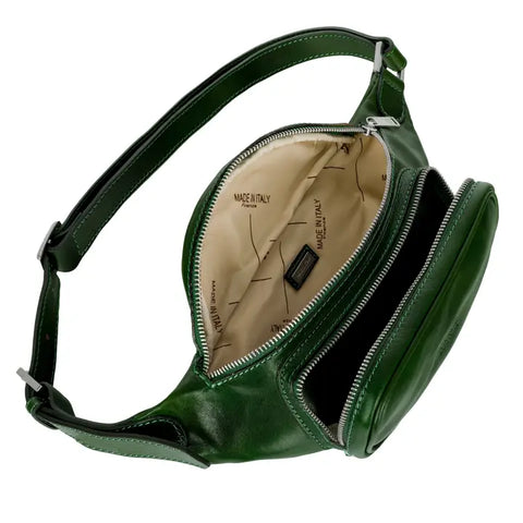 Green Leather Fanny Pack Belly Bag - Independent People-Fanny Pack-Time Resistance-Green-Urbanheer