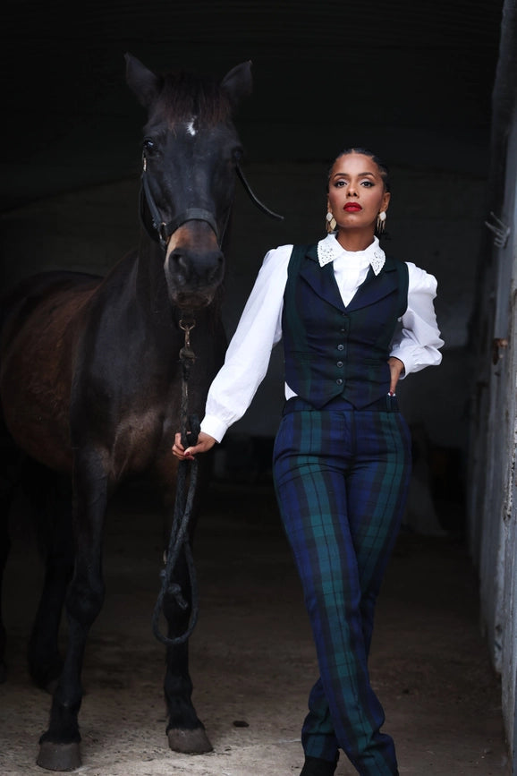 Green Peaky Tartan Pants-Pants-Pivoine Signature-XS-Urbanheer