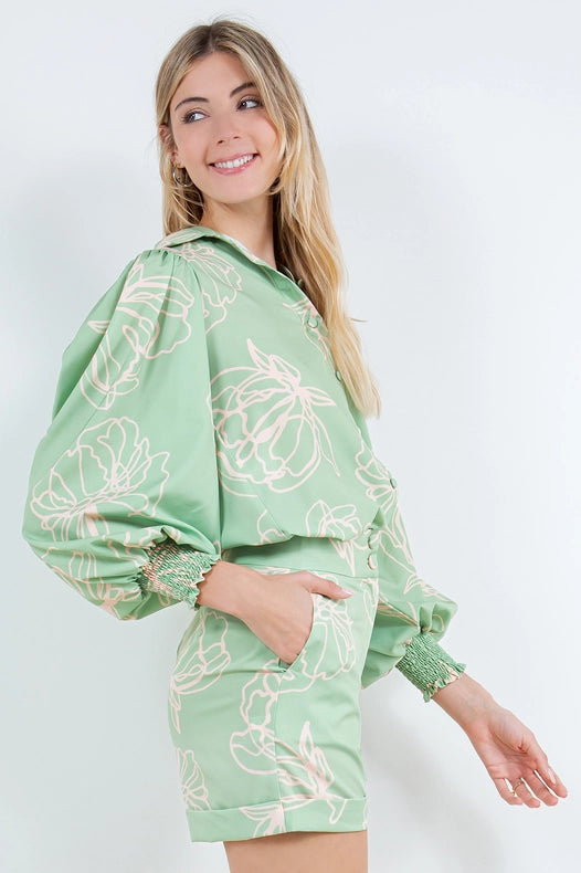 Green Print Jen Shorts-Shorts-Betsy Moss-XS-Green Print-Urbanheer